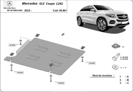 Scut motor Mercedes GLE - Scut-Metalic-Otel-2mm-Cutie-Viteze-Mercedes-GLE-C292-Coupe-Karmaster-00.801