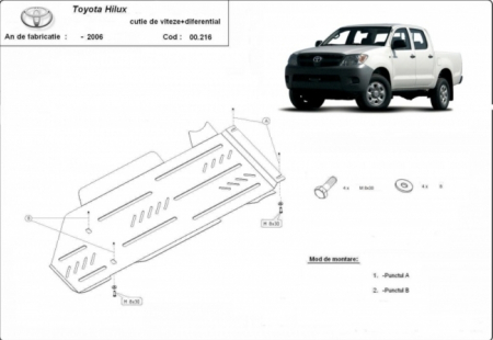 Scut motor Toyota Hilux - Scut Metalic Cutie Viteze și Reductor Toyota Hilux 2000-2004 Oțel 3mm Karmaster