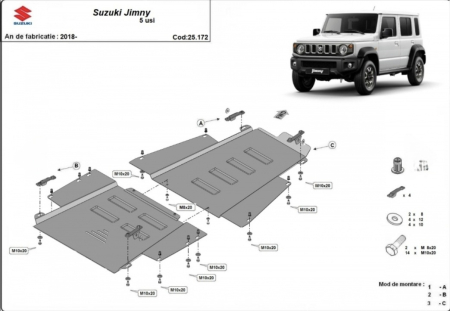 Scut motor Suzuki - Scut Metalic Cutie de Viteze și Reductor Suzuki Jimny 5 Uși (2018-2026) – Oțel 2.5mm – Karmaster.ro