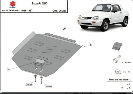 Scut motor Suzuki X90 - Scut Metalic Cutie de Viteze Suzuki X-90 (1995 - 1997) - Oțel 3mm, Cod 00.220
