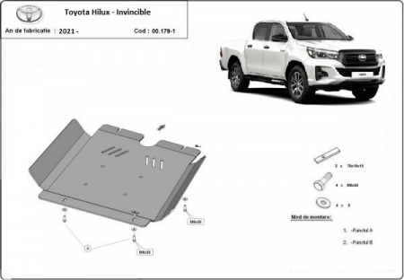 Scut motor Toyota Hilux Invincible - Scut metalic cutie de viteze Toyota Hilux Invincible 2021 - prezent