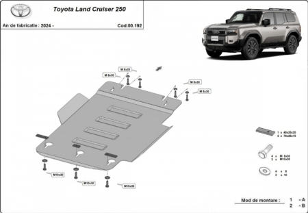 Scut Metalic Cutie Viteze și Reductor Oțel 3mm Toyota Land Cruiser J250 2024-2026 - Protecție Transmisie