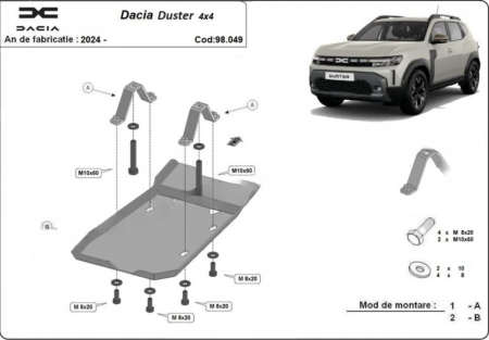 Scuturi metalice - Scut metalic diferential Dacia Duster 2024 - prezent