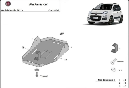 Scuturi metalice - Scut metalic diferential Fiat Panda 4x4 2011 - prezent