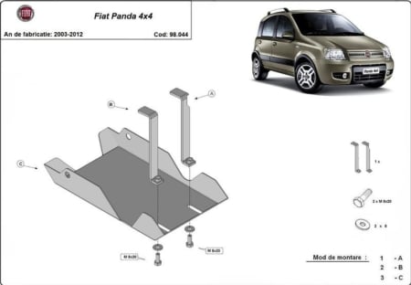 Scuturi metalice - Scut metalic diferential Fiat Panda 4x4 2003 - 2012