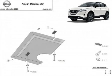 Scut motor Nissan Qashqai - Scut metalic diferential Nissan Qashqai J12 dupa 2021