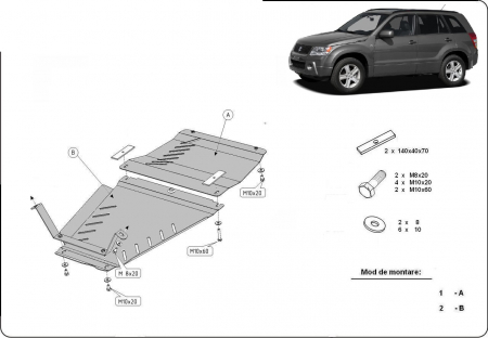 Scut motor Suzuki - Scut metalic diferential si cutie de viteze Suzuki Grand Vitara dupa 2005