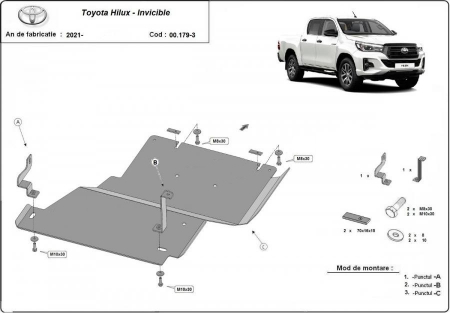 Scut motor Toyota Hilux Invincible - Scut metalic diferential si reductor Toyota Hilux Invincible 2021 - prezent