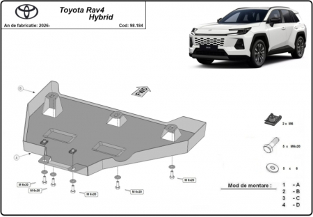 Scut motor Toyota - Scut metalic diferential spate Toyota RAV 4 Hybrid 2026+