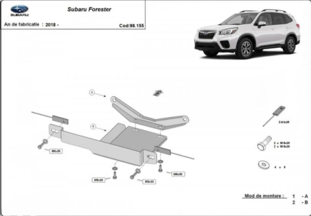 Scut motor Subaru Forester - Scut Metalic Oțel Diferențial Spate Karmaster Cod 98.155 Subaru Forester 2018-Prezent