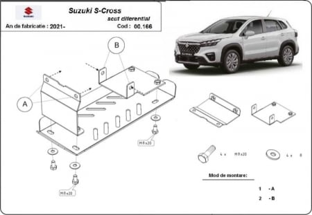 Scut motor Suzuki S-Cross - Scut metalic diferential Suzuki S-Cross 2021 - prezent