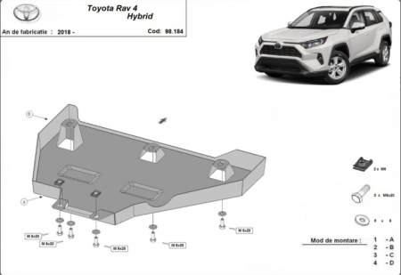 Scuturi metalice - Scut metalic protecție diferențial spate Toyota RAV 4 Hybrid (2018 - 2026) – Oțel 2mm