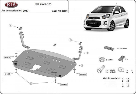 Scut motor Kia - Scut metalic motor Kia Picanto dupa 2017
