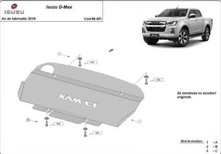 Scut motor Isuzu - Scut metalic radiator Isuzu D-Max 2019 - prezent