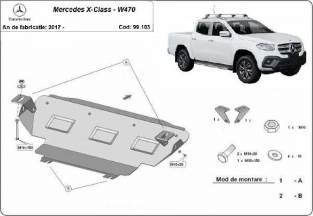 Scut motor Mercedes - Scut metalic radiator Mercedes X-Class W470 dupa 2017