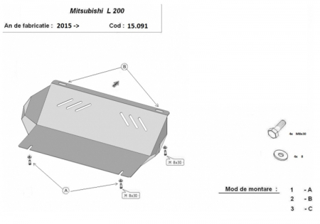 Scut motor Mitsubishi - Scut metalic radiator Mitsubishi L200 dupa 2015
