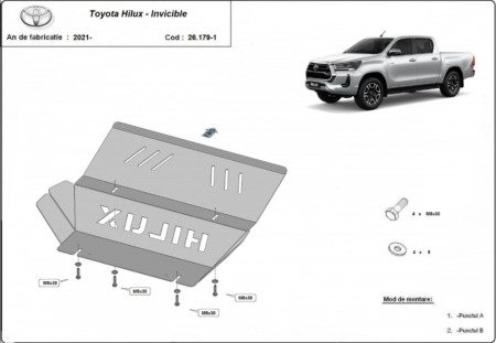 Scut Metalic Radiator Toyota Hilux Invincible (2021 - Prezent) - Oțel 3mm