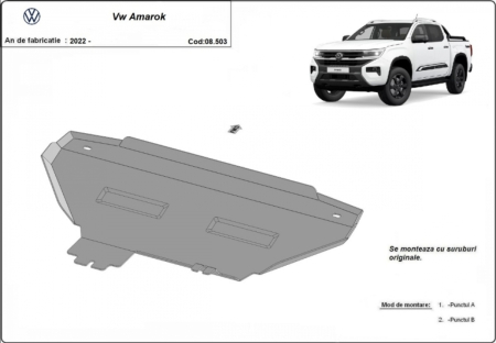 Scuturi metalice - Scut metalic radiator VW Amarok (2022 - 2026) - Oțel 3mm - Karmaster