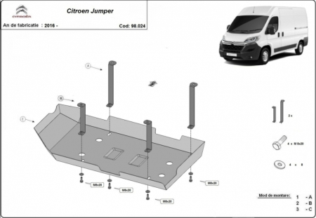 Scut motor Citroen Jumper - Scut metalic rezervor AdBlue oțel 2mm Citroen Jumper 2016+
