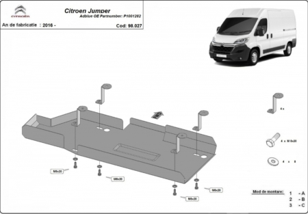 Scut motor Citroen Jumper - Scut metalic rezervor AdBlue oțel 2mm Citroen Jumper 2016+ Model 2