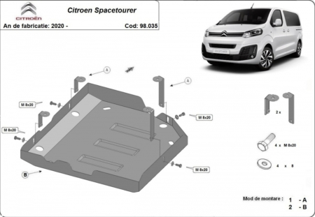 Scut motor Citroen Spacetourer - Scut metalic oțel 2mm rezervor AdBlue Citroen Spacetourer după 2020