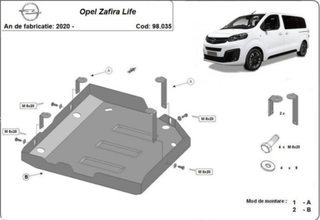 Scut motor Opel Zafira - Scut metalic protecție rezervor AdBlue Opel Zafira Life 2020-prezent