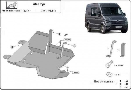 Scut motor MAN - Scut metalic rezervor AdBlue pentru MAN Tge fabricat dupa 2017