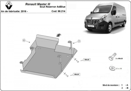 Scut motor Renault - Scut metalic rezervor AdBlue pentru Renault Master 2016 - 2022