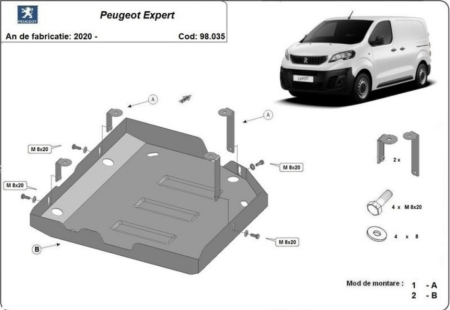 Scut motor Peugeot Expert - Scut Metalic Protecție Rezervor AdBlue Peugeot Expert (2020-2025) - Karmaste
