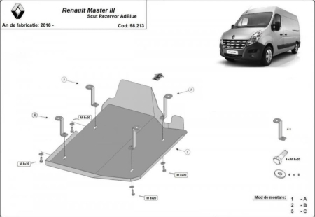 Scut motor Renault Master - Scut Metalic Rezervor AdBlue Renault Master 3 (2016-2024) Karmaster