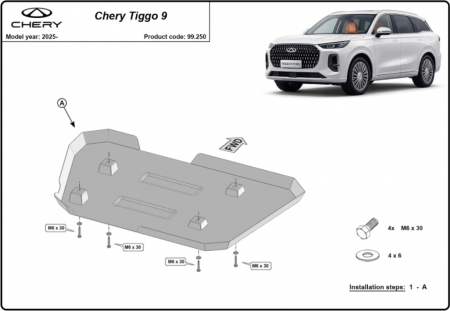 Scut motor Chery - Scut Metalic Rezervor Chery Tiggo 9 (2024 - Prezent) | Oțel 2mm