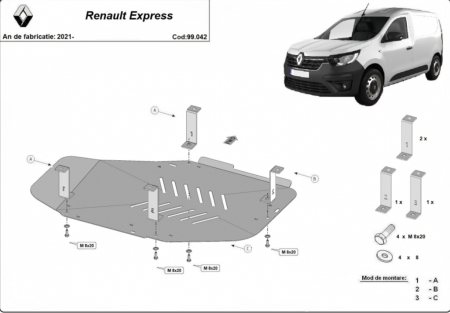 Scut motor Renault Express - Scut metalic rezervor Renault Express 2021+