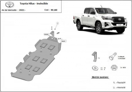 Scut motor Toyota Hilux Invincible - Scut metalic rezervor Toyota Hilux Invincible 2021 - prezent