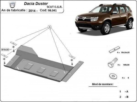 Scut motor Dacia - Scut metalic Sistem Stop&GO, clapeta EGR Dacia Duster dupa 2018
