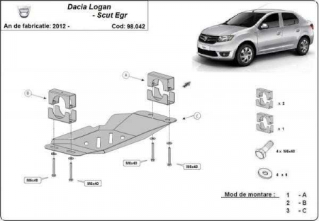 Scut motor Dacia Logan - Scut metalic Sistem Stop&GO, clapeta EGR Dacia Logan fabricat 2012 - 2020