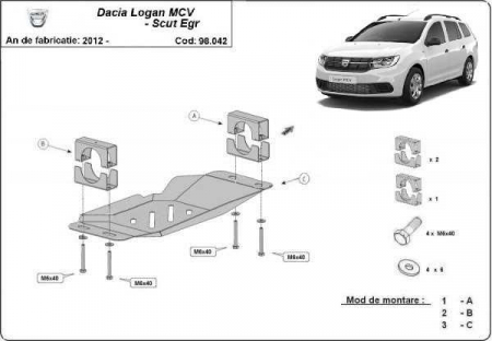 Scut motor Dacia Logan - Scut metalic Sistem Stop&GO, clapeta EGR Dacia Logan MCV fabricat 2012 - 2020