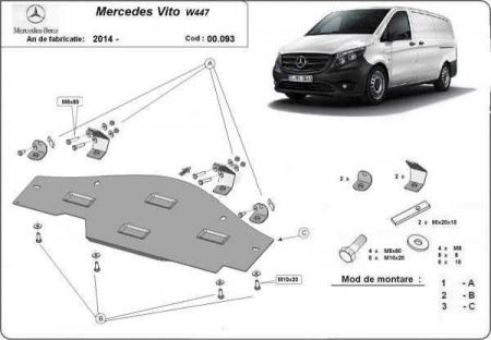 Scut motor Mercedes - Scut metalic sistem Stop&Go Mercedes Vito W447, 4x2, 1.6D dupa 2014