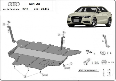 Scut motor metalic Audi A3 (8V) dupa 2012