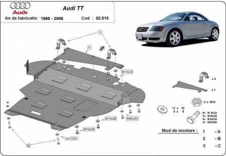 Scut motor Audi TT - Scut motor metalic Audi TT 1998 - 2006