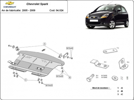 Scut motor Chevrolet - Scut motor metalic Chevrolet Spark dupa 2005