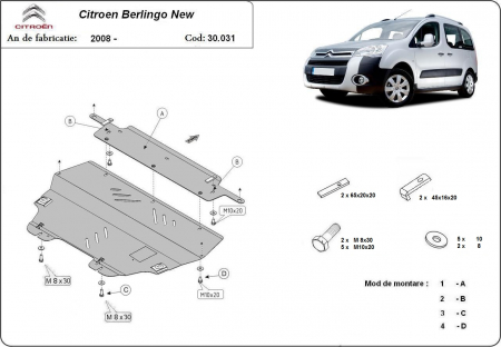 Scut motor Citroen - Scut motor metalic Citroen Berlingo dupa 2008