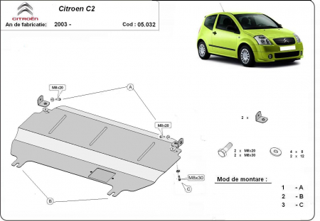 Scut motor Citroen - Scut motor metalic Citroen C 2 dupa 2003