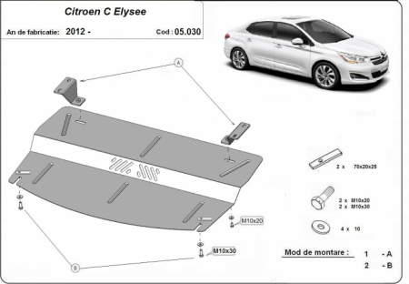 Scut motor Citroen - Scut motor metalic Citroen C-Elysee dupa 2012