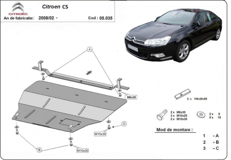 Scut motor Citroen - Scut motor metalic Citroen C5 dupa 2008