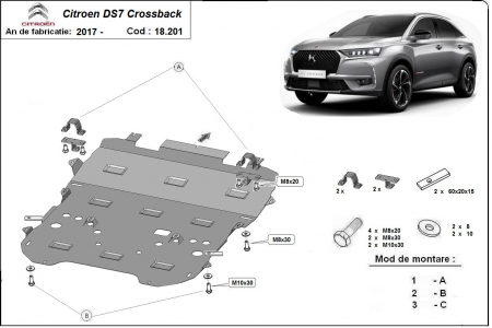 Scut motor Citroen - Scut motor metalic Citroen DS7 Crossback dupa 2017
