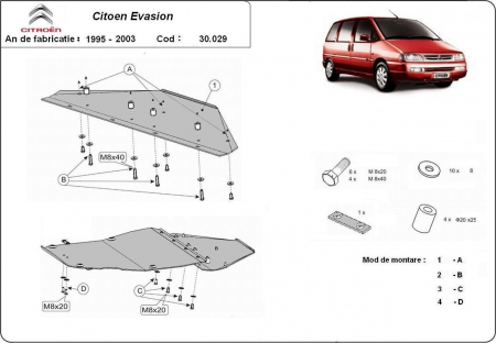 Scut motor Citroen - Scut motor metalic Citroen Evasion 1995- 2003