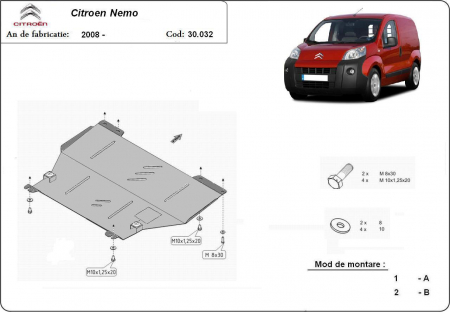 Scut motor Citroen Nemo - Scut motor metalic Citroen Nemo dupa 2008