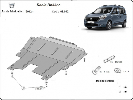 Scut motor Dacia - Scut motor metalic Dacia Dokker dupa 2012
