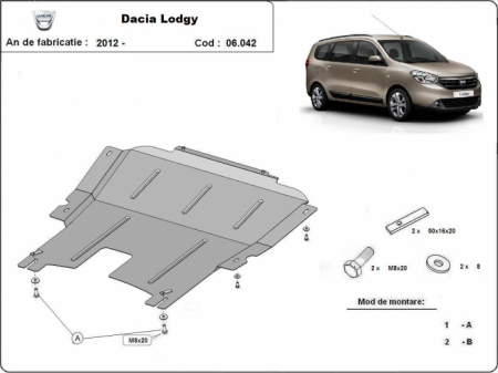Scut motor Dacia - Scut motor metalic Dacia Lodgy dupa 2012
