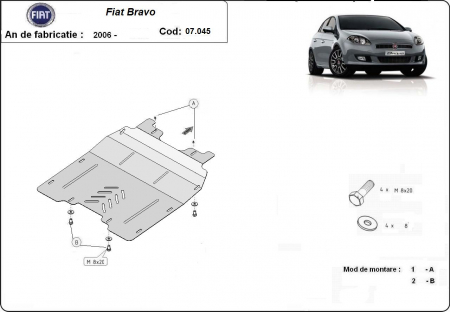 Scut motor Fiat - Scut motor metalic Fiat Bravo dupa 2006